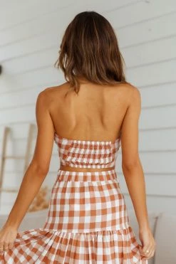 Sets & Co-ords RUNAWAY Ayla Crop Top Tan