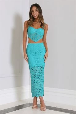 Hello Molly Skirts Pretty Shadows Maxi Skirt Teal