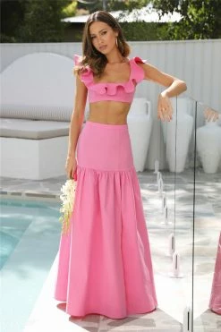 Skirts HELLO MOLLY Dessert Menu Maxi Skirt Pink