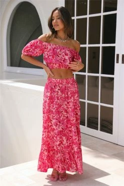 Hello Molly Summer Loving Girl Maxi Skirt Pink Skirts