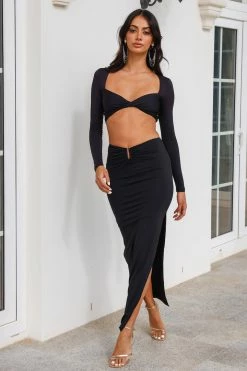 Hello Molly Skirts Angel Signs Maxi Skirt Black