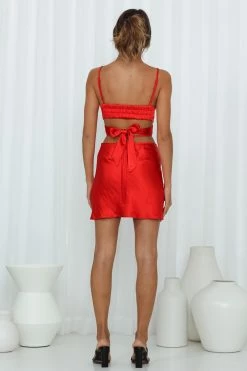 Hello Molly Curiosity Is Key Crop Red Sets & Co-ords