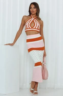 Hello Molly Skirts Love These Vibes Midi Skirt Orange