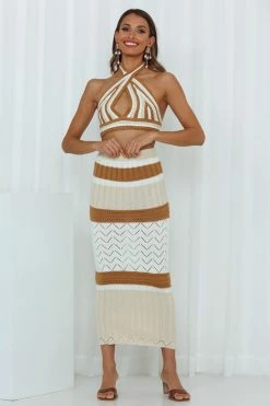 Hello Molly Love These Vibes Midi Skirt Camel
