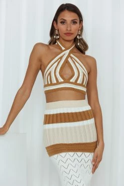 Hello Molly Love These Vibes Crop Camel