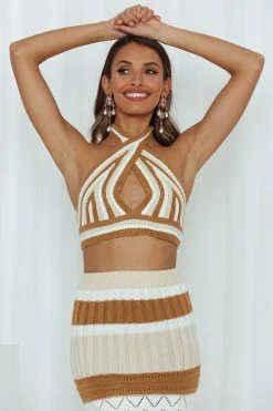 Hello Molly Love These Vibes Crop Camel