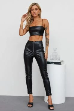 Hello Molly My Fiery Heart Faux Leather Crop Black