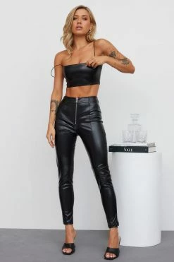 Hello Molly My Fiery Heart Faux Leather Crop Black