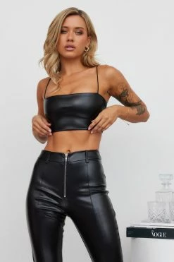 Hello Molly My Fiery Heart Faux Leather Crop Black