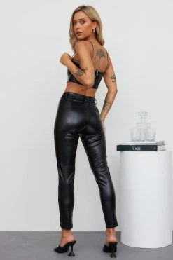 Hello Molly Got That Fire Faux Leather Pants Black