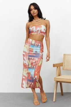 Hello Molly Got Wild Thoughts Midi Skirt Multi