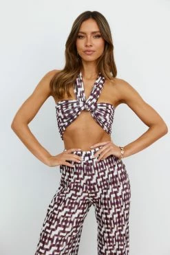 Hello Molly Loveline Crop Top Brown