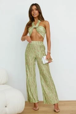 Hello Molly Sets & Co-ords Loveline Crop Top Green