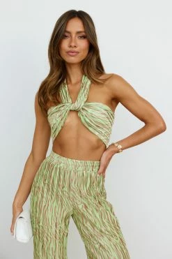 Hello Molly Sets & Co-ords Loveline Crop Top Green