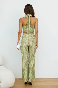 Hello Molly Sets & Co-ords Loveline Crop Top Green