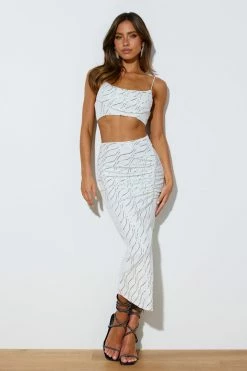 Hello Molly Like A Genie Crop White Shimmer Sets & Co-ords