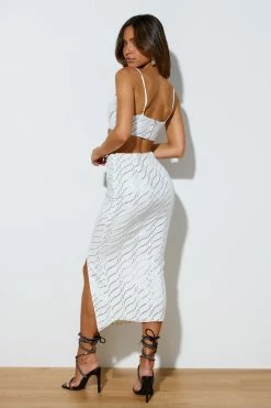 Hello Molly Like A Genie Crop White Shimmer Sets & Co-ords