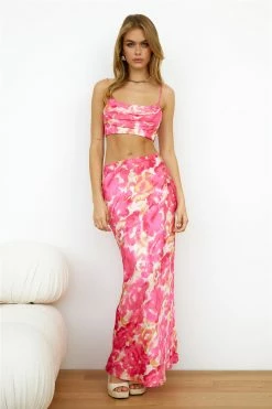 Hello Molly Hidden Behind Your Eyes Crop Top Pink Sets & Co-ords