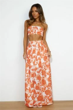 Hello Molly Creme Brulee Maxi Skirt Orange