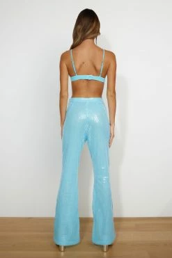 RUNAWAY The Sequin Pant Aqua Pants