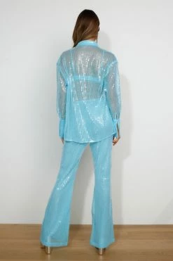 RUNAWAY The Sequin Pant Aqua Pants