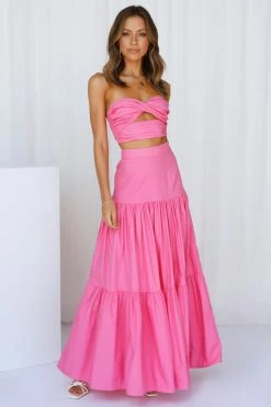 RUNAWAY Ayla Maxi Skirt Hot Pink
