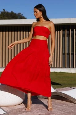 Hello Molly Skirts Call Me Away Maxi Skirt Red