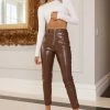 Hello Molly Got That Fire Faux Leather Pants Brown