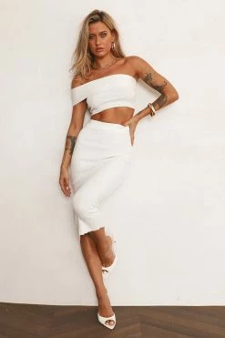 Hello Molly See It Coming Midi Skirt White Skirts