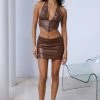 Hello Molly My Wild Side Faux Leather Crop Brown Sets & Co-ords
