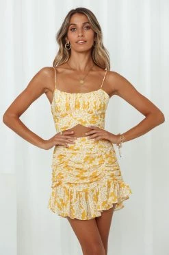 Hello Molly Sets & Co-ords Secret Hideout Crop Top Yellow