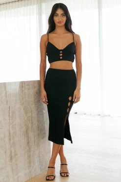 Hello Molly Wicked Flair Midi Skirt Black Skirts