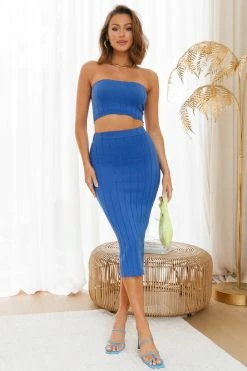 Hello Molly Skirts Evening Strut Midi Skirt Blue