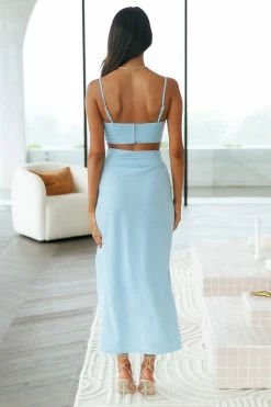 Hello Molly Glossy Heart Maxi Skirt Blue