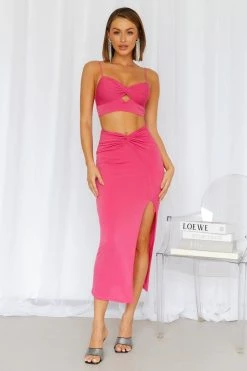 Hello Molly Spicy Maxi Skirt Hot Pink Skirts