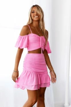 HELLO MOLLY Ariels Song Crop Pink Sets & Co-ords