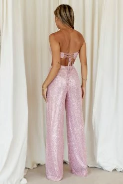 New π HELLO MOLLY Shimmer Life Crop Light Pink Sequin Sets & Co-ords π 17 HELLO MOLLY Shimmer Life Crop Light Pink Sequin Sets & Co-ords