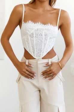 Hello Molly Sets & Co-ords No Apologies Lace Corset Top White