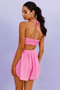 Hello Molly Sets & Co-ords Never Stop Me Crop Hot Pink