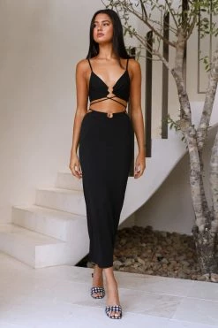 Hello Molly Showed Up Maxi Skirt Black