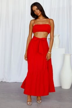 Hello Molly Our World Maxi Skirt Red Skirts