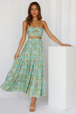 Hello Molly So Particular Maxi Skirt Green Skirts