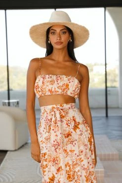 Hello Molly Fresh Mocha Crop Floral Sets & Co-ords