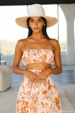 Hello Molly Fresh Mocha Crop Floral Sets & Co-ords