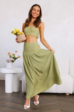 Hello Molly Call Me Away Crop Green Sets & Co-ords