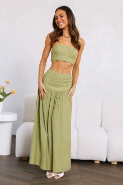 Hello Molly Call Me Away Crop Green Sets & Co-ords