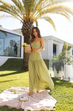 Hello Molly Call Me Away Crop Green Sets & Co-ords