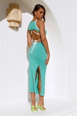 Hello Molly Skirts Smiles Only Here Midi Skirt Green