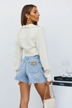 WRANGLER High Waisted Hi Bells Shorts Peninsula Blues