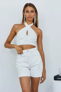 LEE High Rise Moms Shorts Organic White